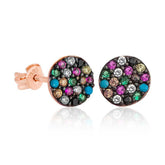 Boucle d'oreille cercle en argent avec pierres mélangées